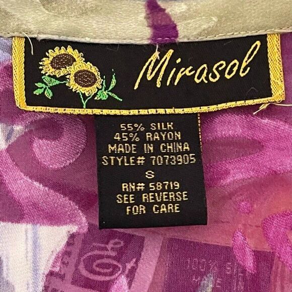Vintage 80s Mirasol Womens Silk Blend Floral Slinky Sexy Button Down Blouse Sz S - Picture 2 of 7